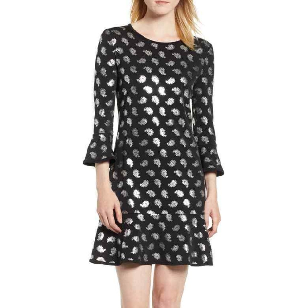 MICHAEL Michael Kors Black Dress with Silver Metallic Dots